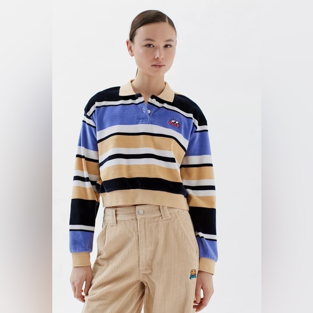 OBEY Curious Eyes Polo Top, Blue, Medium, NWT